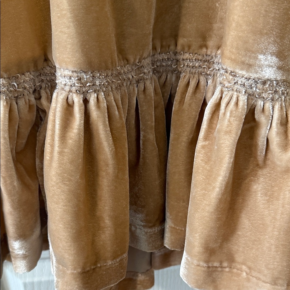 Free People Beige Velvet Smocked Dress - Picture 4 of 8